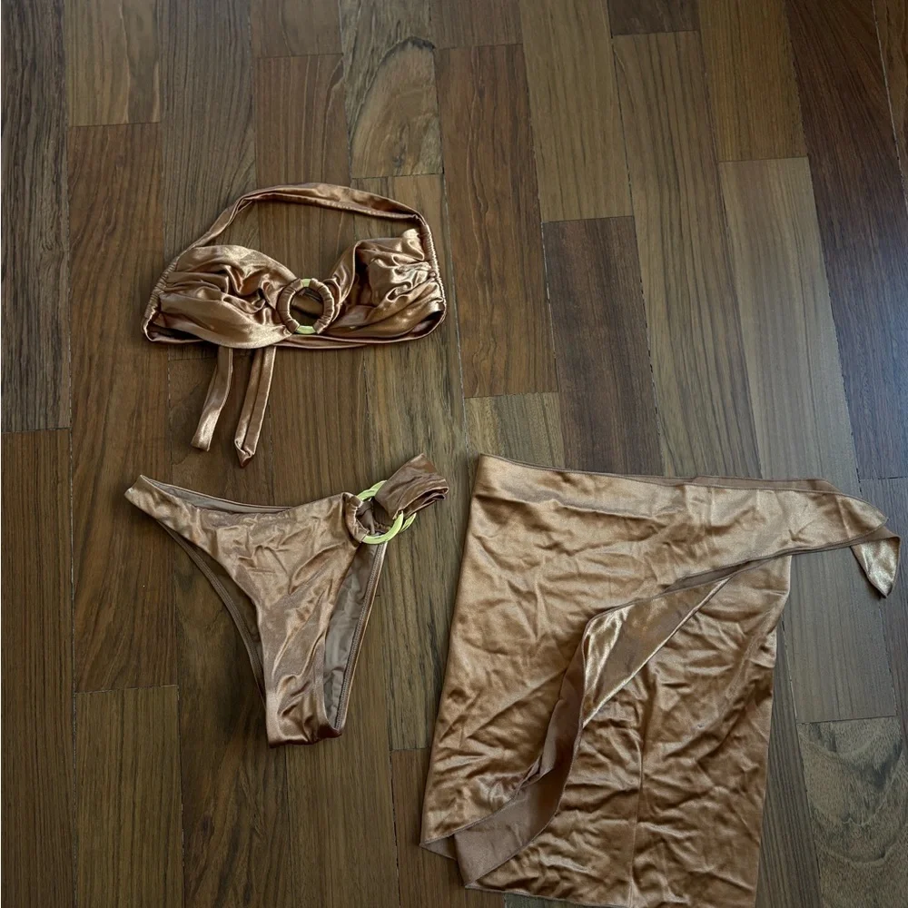 Monday Swimwear Bronte bronze bikini set - top, bottoms & wrap